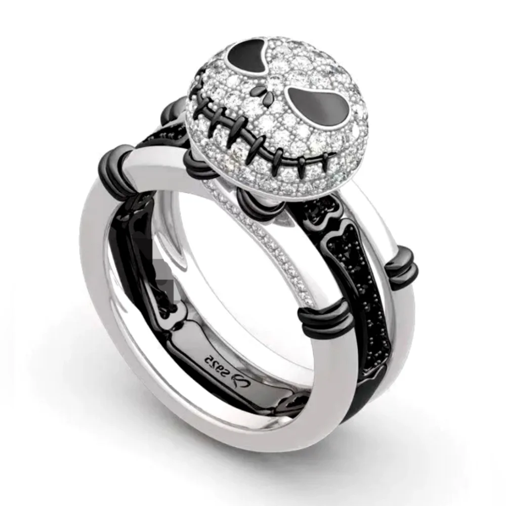 New the Nightmare before Christmas Jack skellington silver ring 2 in 1